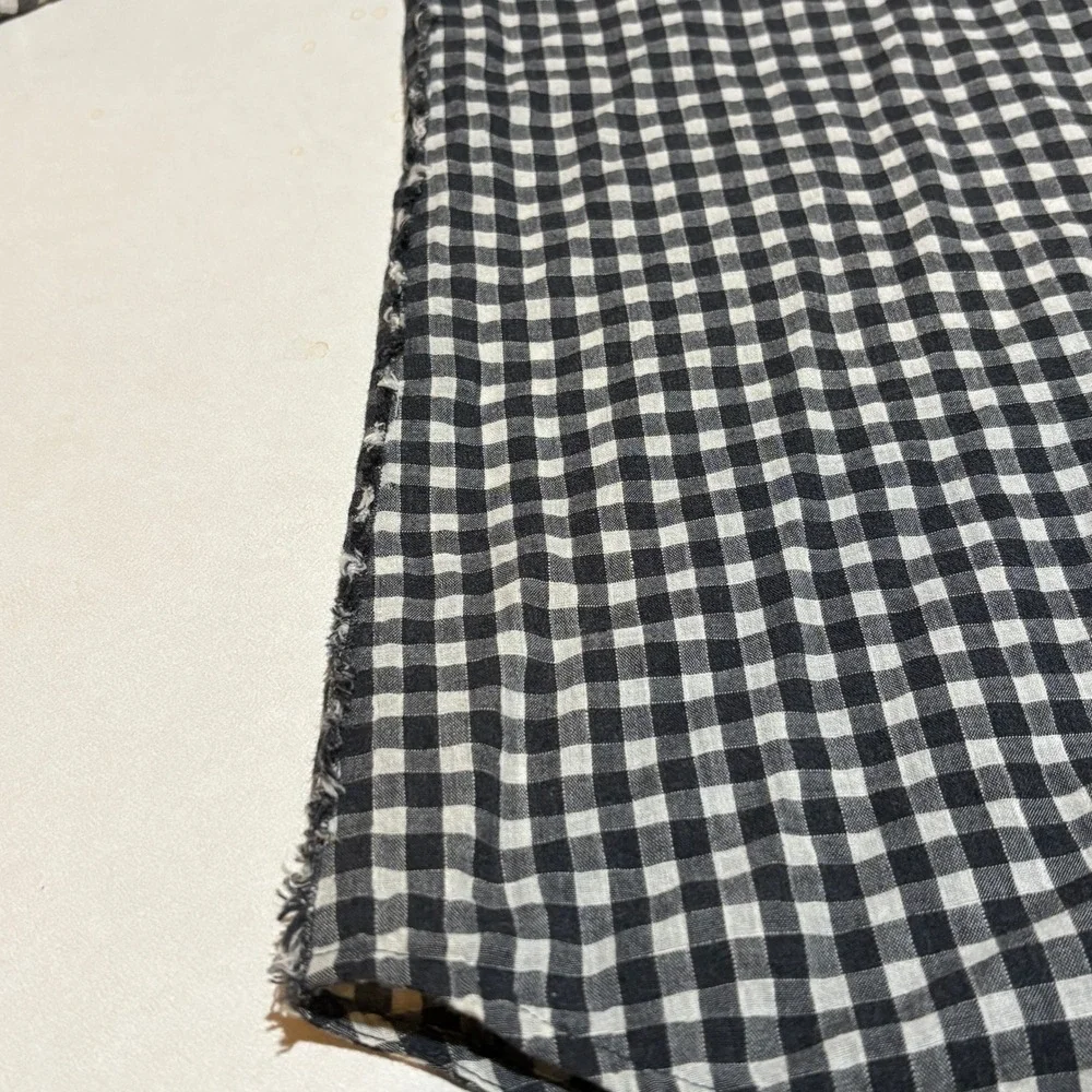 Lafayette 148 NY Gingham Cotton Linen Long Sleeve Button Up Shirt XL Black White - Picture 3 of 9